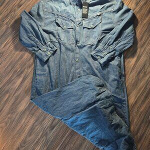 G-STAR RAW Indigo Dyed Denim Western Maxi Length Shirt Dress NWT/SIZE XS